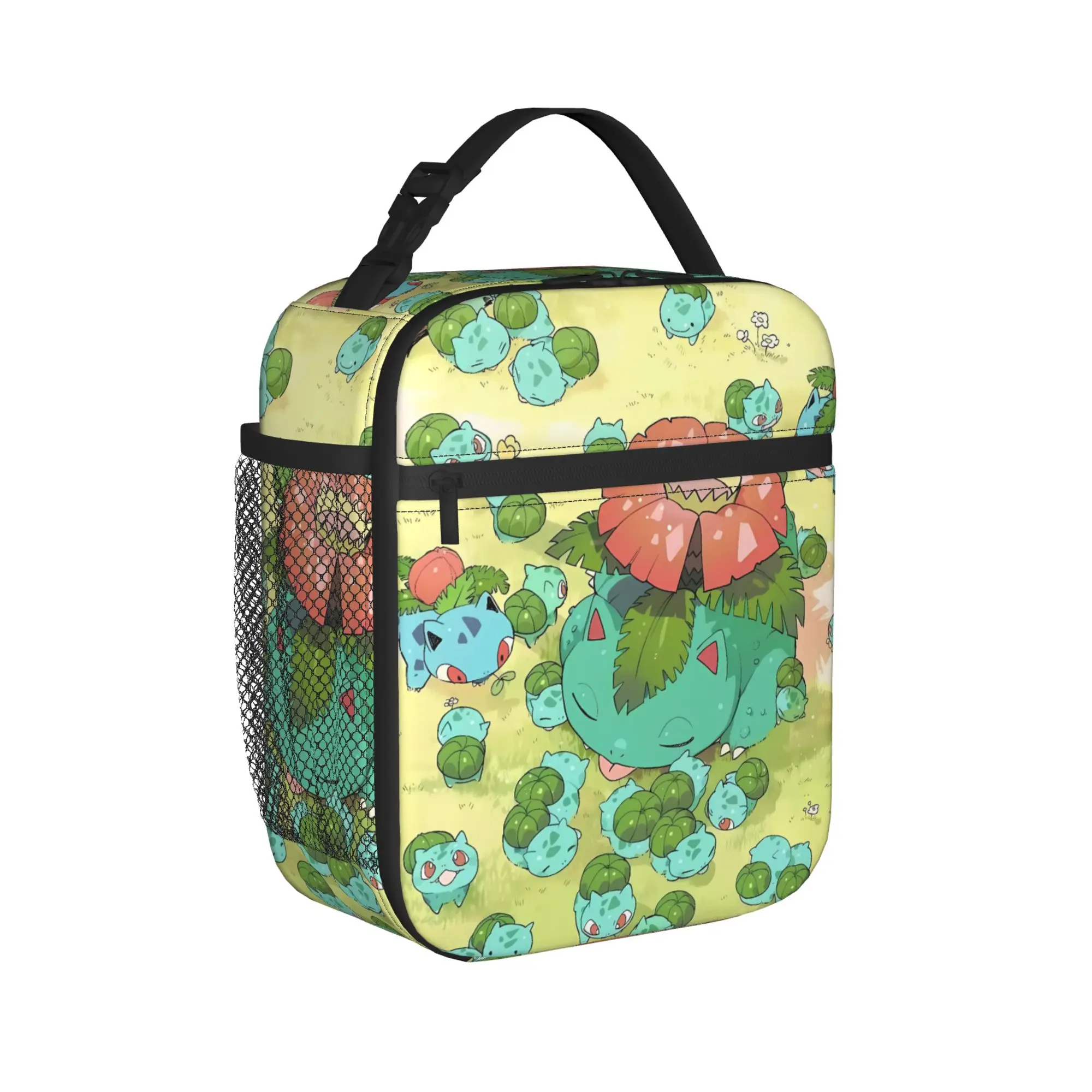 Bulbasaur Group Anime Lunch Bag School Portable Lunch Box For Girls  Oxford Designer Cooler Bag