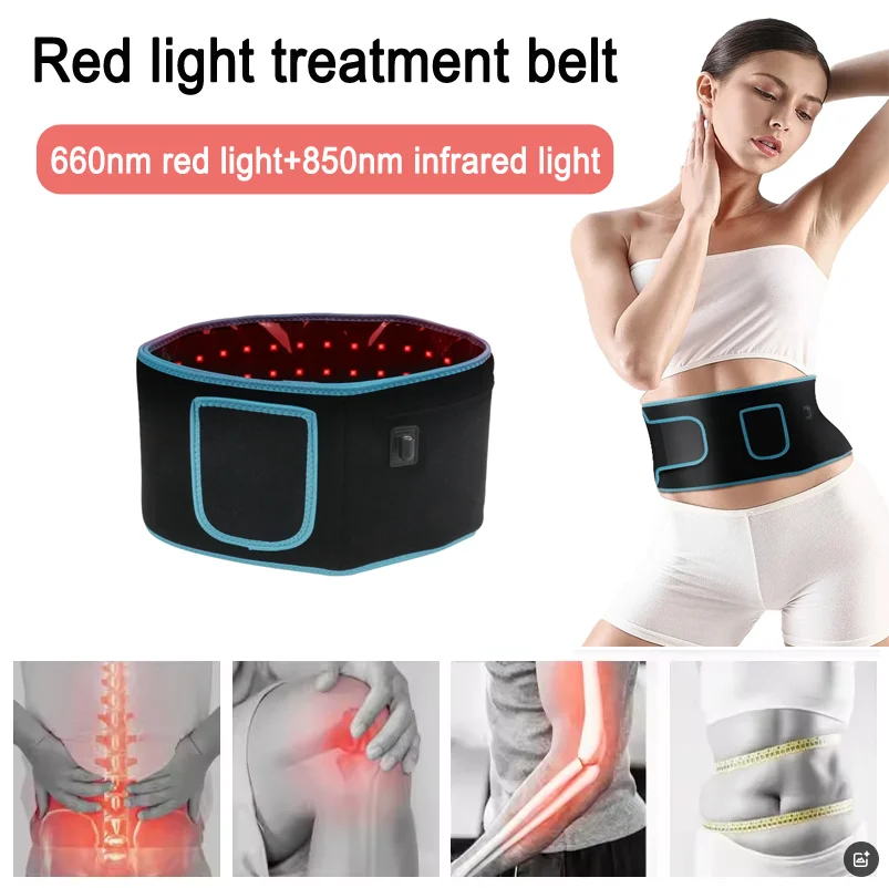 

Red light therapy band relieves back pain, 650-nanometer and 850-nanometer light-emitting diodes, and the muscles wrapped around