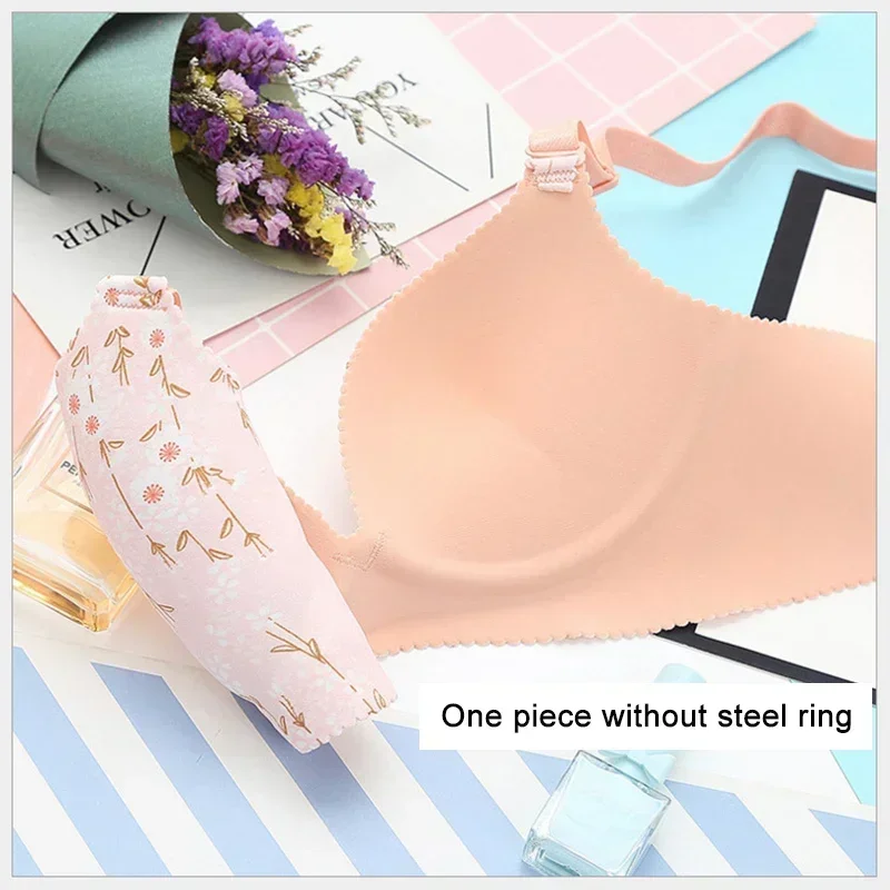 Damen-BH mit Blumenmuster, nahtlos, einteilige Unterwäsche, sexy Push-up-Dessous für den täglichen Gebrauch – Detail 12