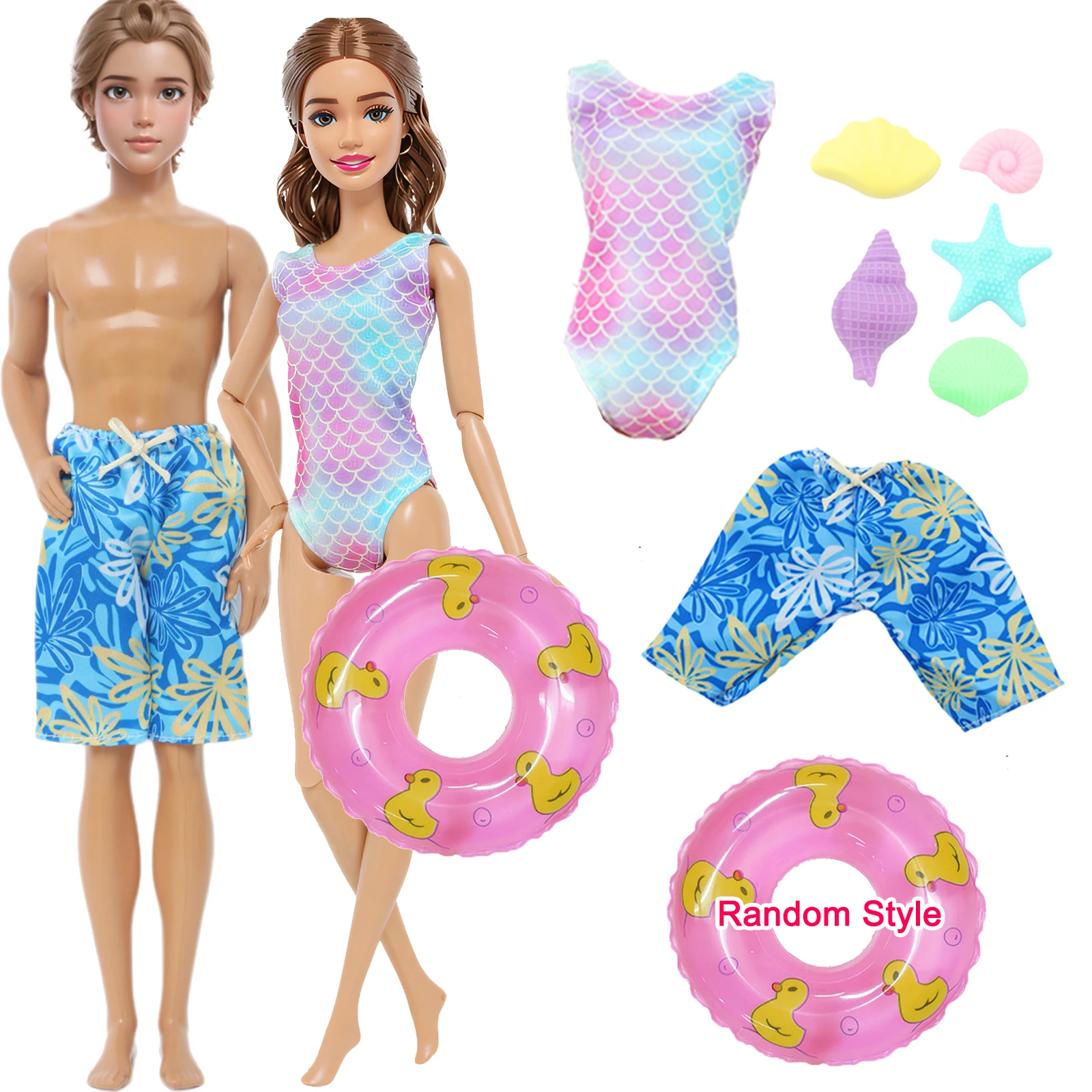 8 pezzi costume da bagno per bambole set costumi da bagno estivi bikini da spiaggia pantaloni per bambole da uomo salvagente accessori per vestiti per bambole da 11,8 pollici 30 cm 11,5 "giocattolo