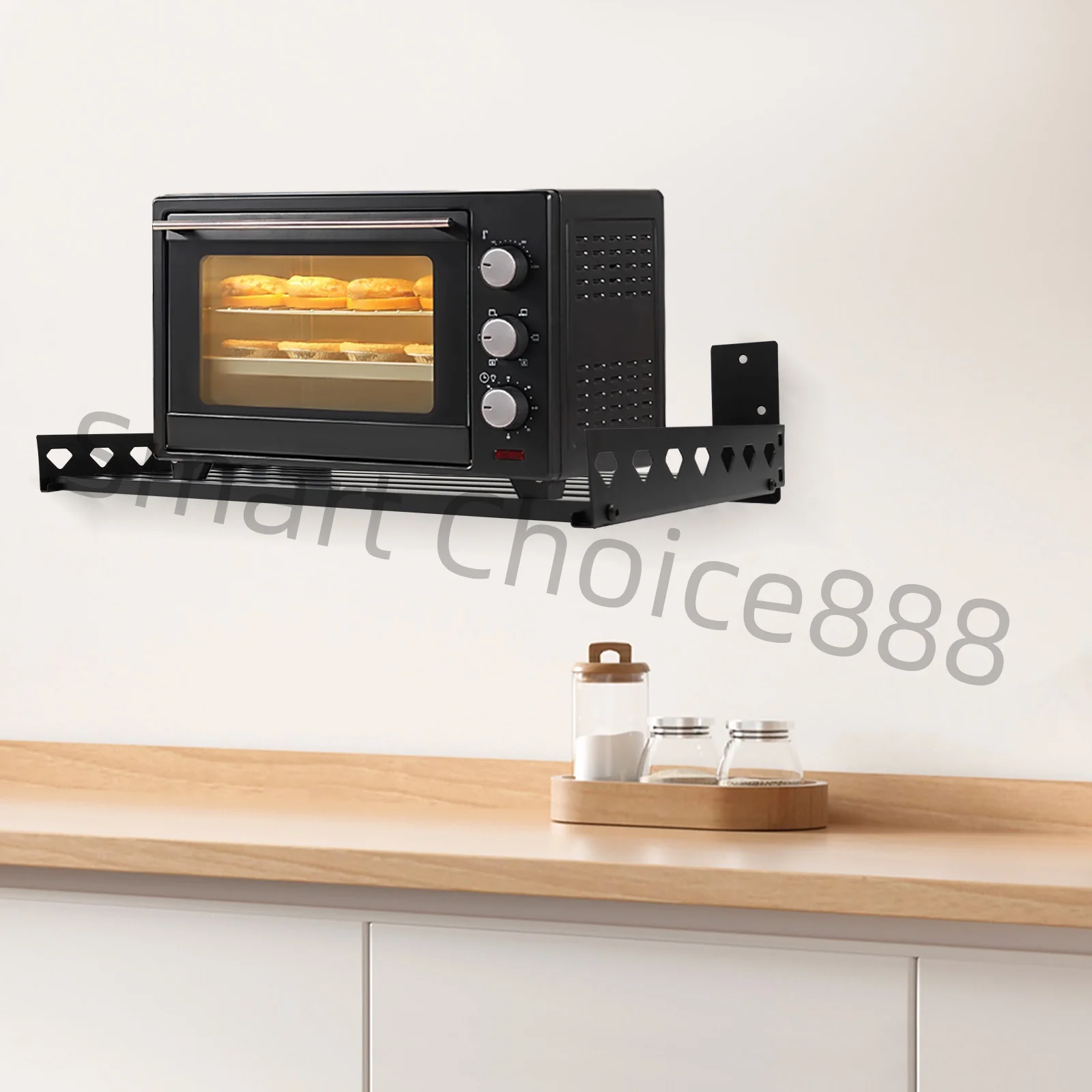 

Wall-mounted Oven Rack Stainless Steel Microwave Oven Stand Modern Kitchen Accessories Wall-mounted Oven Shelf Black