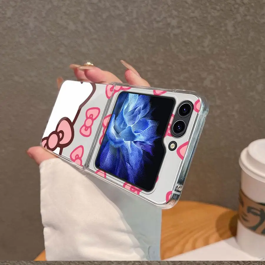 سانريو مرحبا كيتي حافظة لهاتف سامسونج جالاكسي ZFlip4 ZFlip7 ZFlip5 Z Flip 7 6 5 4 3 ZFlip3 ZFlip6 غطاء هاتف ناعم شفاف #5