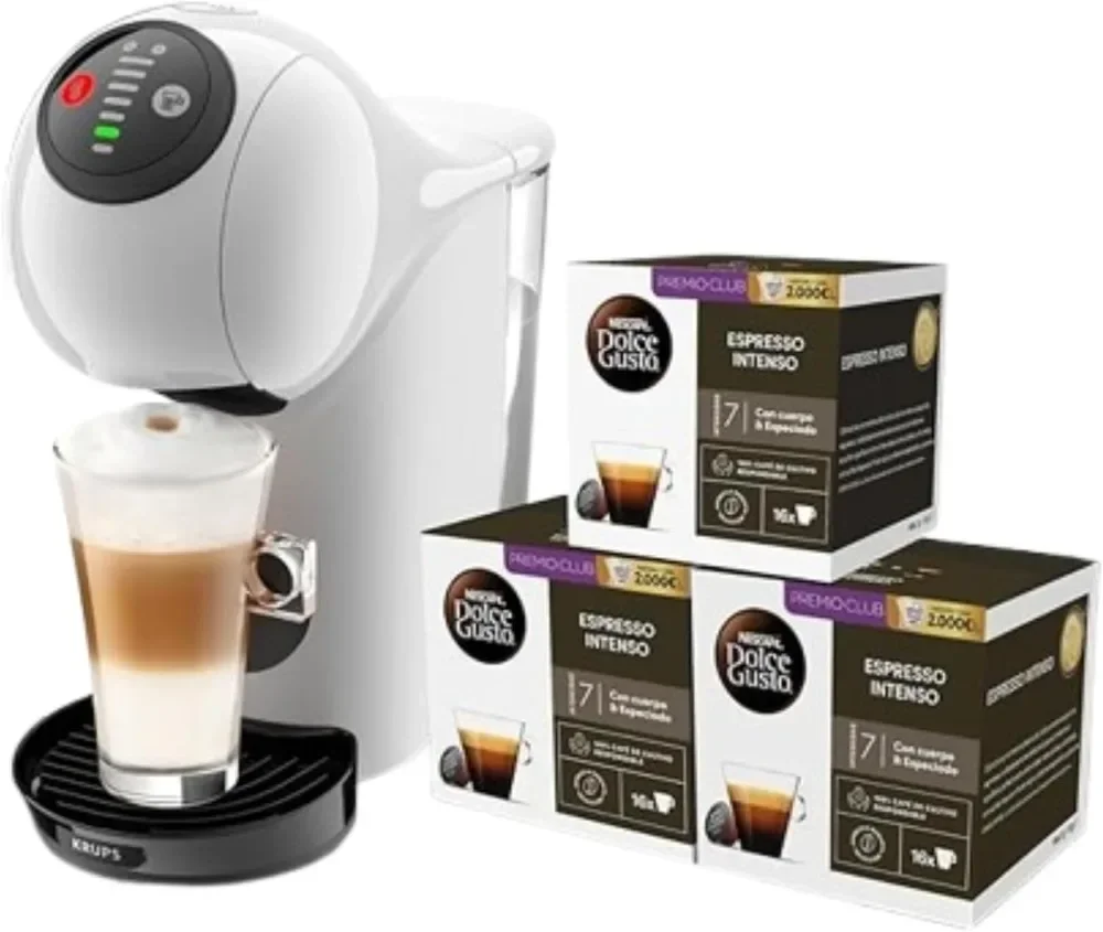 Krups Nescafé Dolce Gusto Genio S, Máquina Compacta de Cápsulas Multibebidas, Alta Presión, Espresso con Crema en 30 Segundos, P