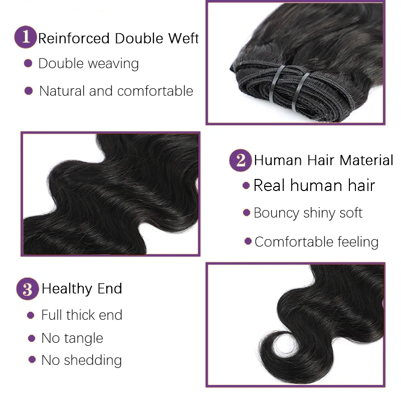 Extensiones de cabello humano con clips Body Wave, 8 piezas, negro natural, remy, tejido de piel, para salón 2