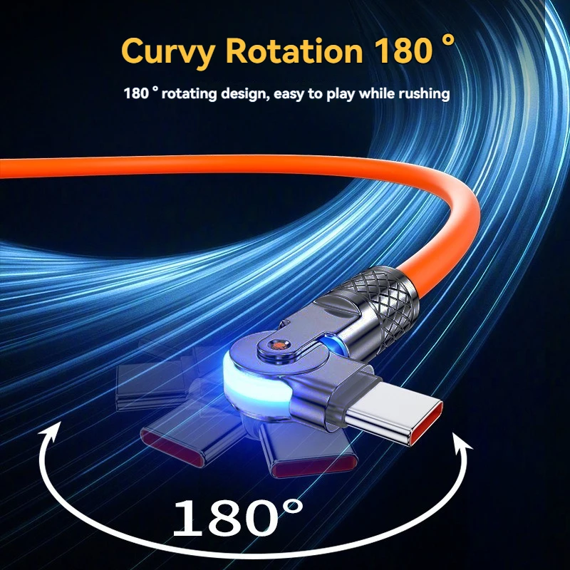 كابل USB C إلى النوع C للشحن السريع للغاية 60 وات PD، دوران كوع 180 درجة لمزامنة البيانات المتوافقة مع أجهزة الكمبيوتر المحمولة Samsung Huawei #2