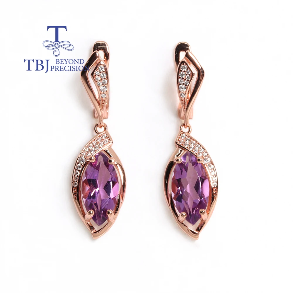 Gorgeous light luxury February Birthstone Natural six corner Amethyst Earrings 925 Silver women's anniversary & Banquet gift