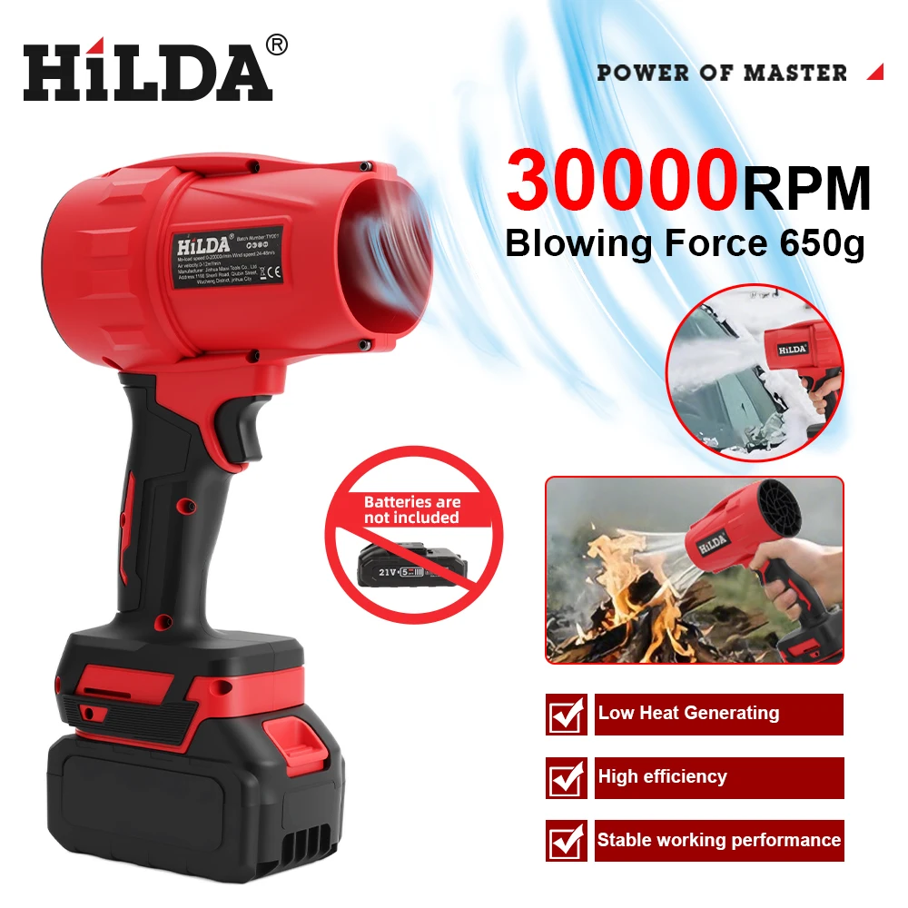 

HILDA Electric Blower Portable Cordless Storm Machine Portable Dust Collector 30000RPM High Power Tool for Makita Battery