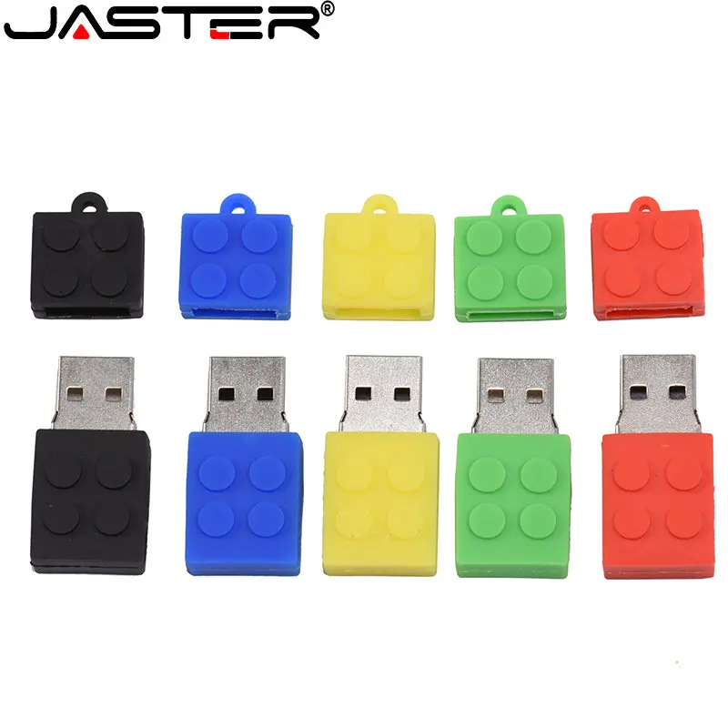 

JASTER Toy Brick USB 2.0 Flash Drives 64GB Cute Cartoon Silica gel Building Block Pen drive Gift 32GB 16GB Memory stick U disk