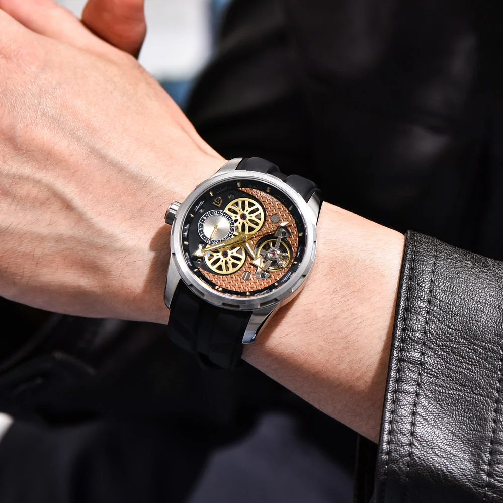 PAGANI DESIGN Watches2025 New Men's Watch Luxury Tourbillon Skeleton Stainless Steel Luminous Automatic Mechanical Watch For Men