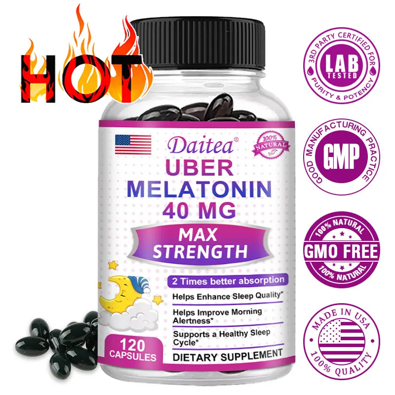 Melatonin for Adults 40 mg, Fast Dissolving Sleep Supplement, Extra Strength Melatonin, Promotes Healthy Rest Cycles, Deep Sleep