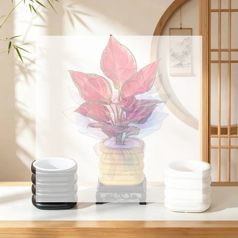 Self Watering Mini Flower Pot Fish Tank Combination Plastic Plant Pot for Indoor Desktop Home Garden Decor