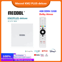 【Genuine】2024 MECOOL KM2 Plus Deluxe DDR4 4GB 32G  Android 11.0 TV Box 4K Amlogic S905X4 Dual WiFi6 BT6 Dolby Atmos Audio TV BOX