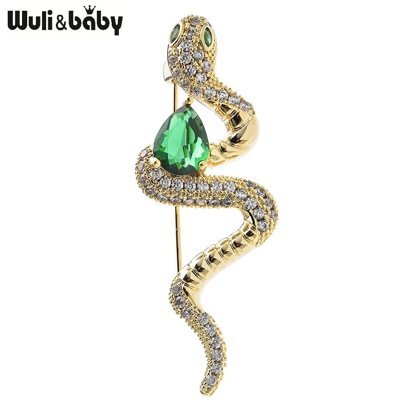 

Wuli&baby High Quality Snake Brooches For Women 2-color Crystal Snake Of The Year Animal Party Office Brooch Pins Gifts