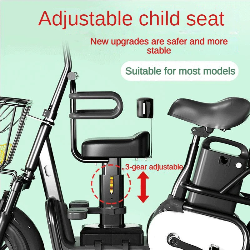 Electric car Safety child seat front Baby Seat Kids Saddle with Foot Pedals Support Back Rest for MTB Road Bike Accessories