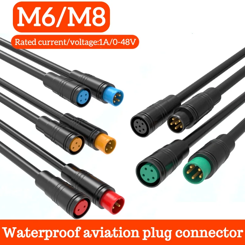 Waterproof M6 Electric Bicycle Connector M8 E-bike 2 3 4 5 Pin Plug Scooter Brake Cable Signal Connect Cut Off Power Sensor Wire