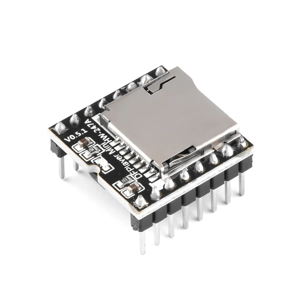 DFPlayer Mini MP3 Player Module TF Card U Disk Mini MP3 DF Player Audio Voice Module IO/Serial Port/AD MP3-TF-16P for Arduino
