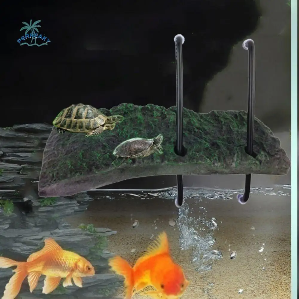 

Automatic Rising-lowering Turtle Basking Platform with Suction Cups Resin Turtle Floating Platform Black Green