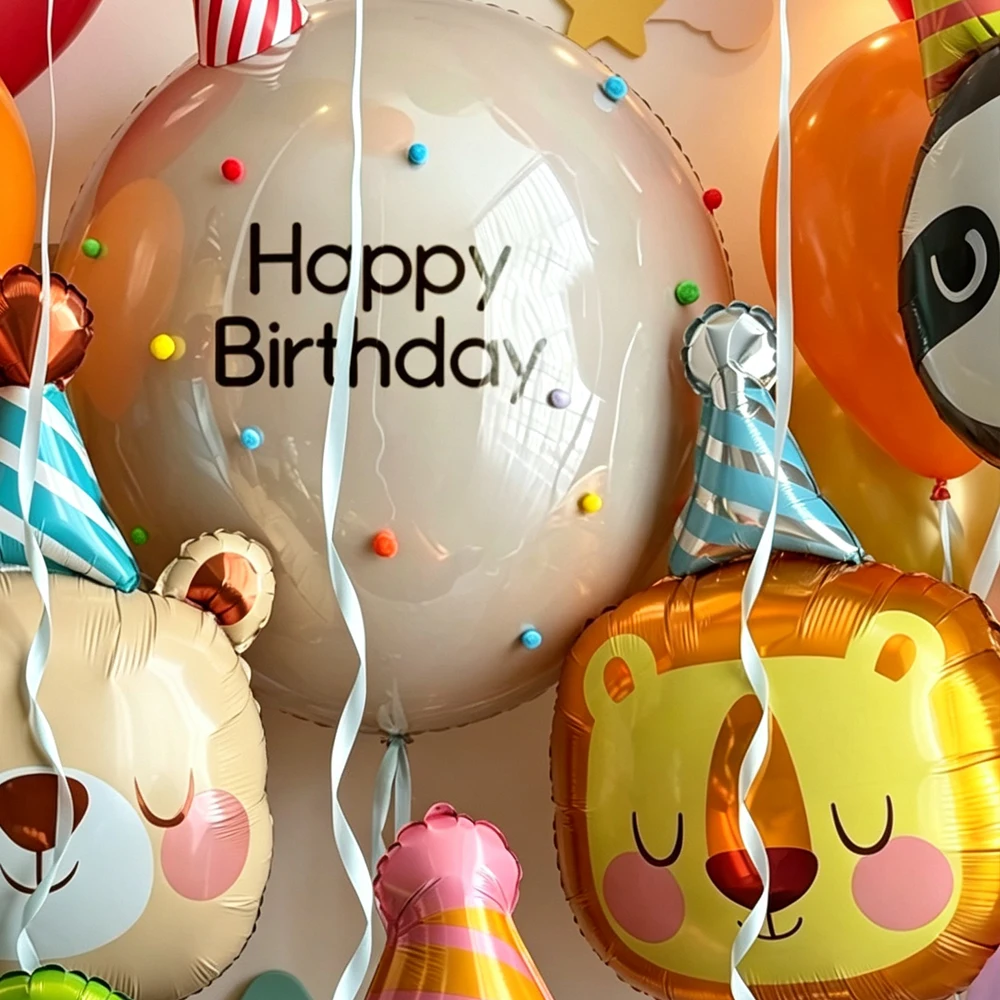 Cartoon Animal Head balloon Set, Frog/Bear/Giraffe Foil Balloons, for Birthday Party Shower Party Decoration Balloons - view 6