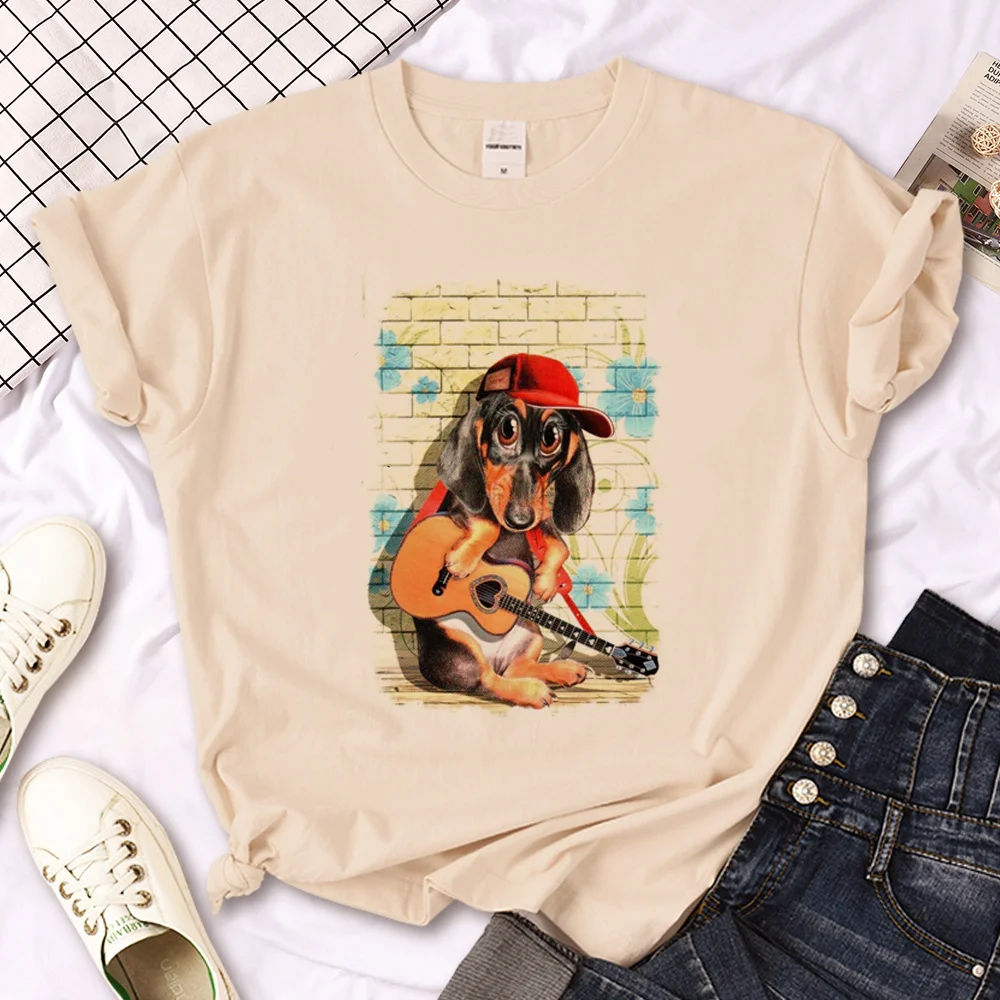 Dachshund t shirt women graphic Y2K Tee female graphic clothes