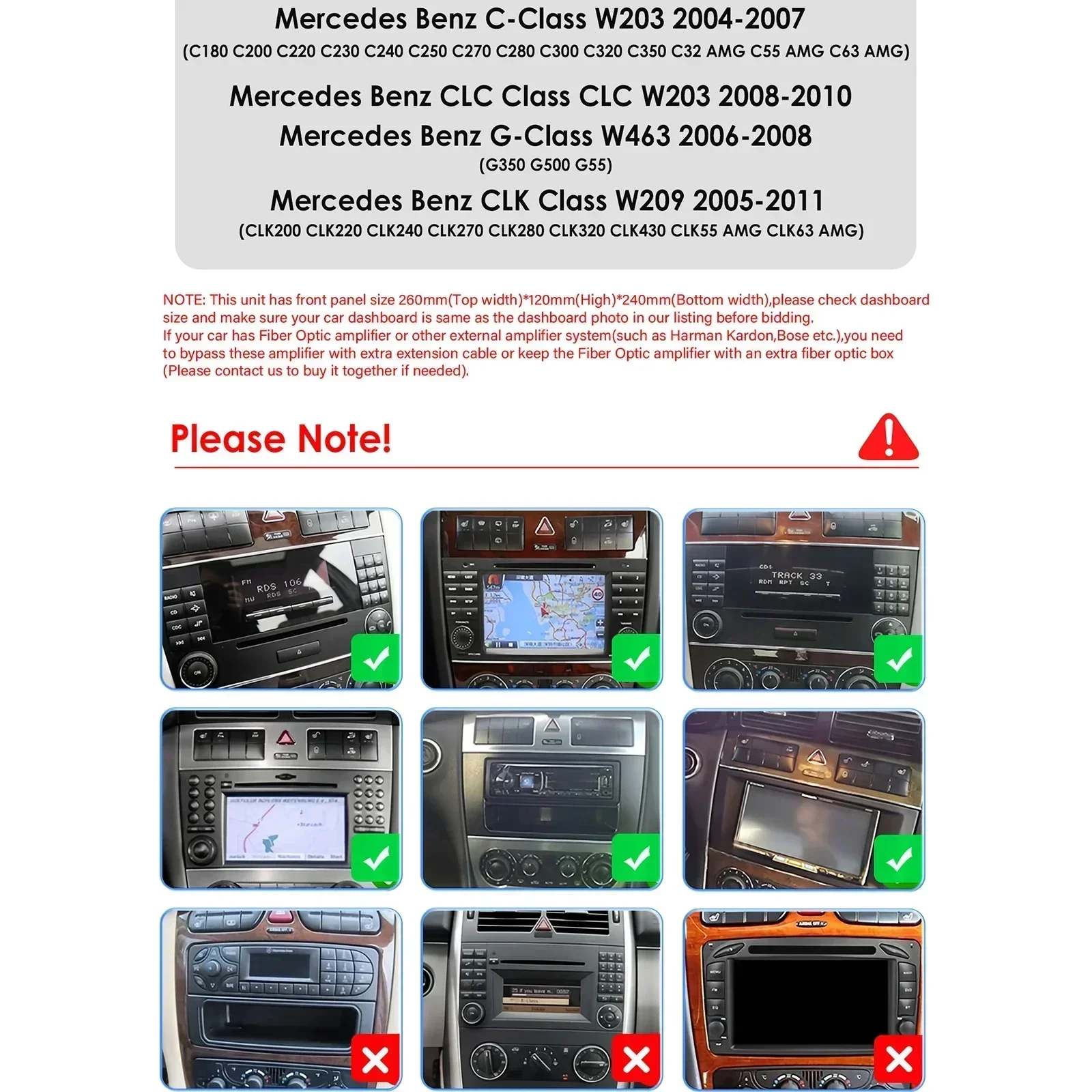 Carplay Android 13 2Din Car Radio GPS for Mercedes Benz CLC W203 C-Class C180 C200 CLK200 CLK W209 Multimedia Video Autoradio BT