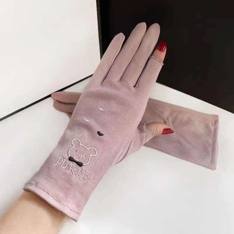 

Женские солнцезащитные утолщенные хлопковые перчатки с полными пальцами, дышащие, для вождения и езды на велосипеде, с защитой от скольжения и УФ-излучения, осень-зима