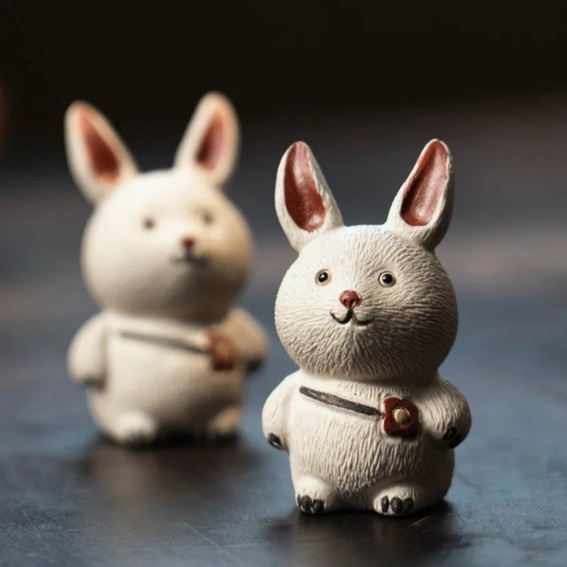 Purple Sand Small Rabbit Tea Pet Can Be Raised High-quality Creative Cute Small White Rabbit Tea Table Decoration Tea Play