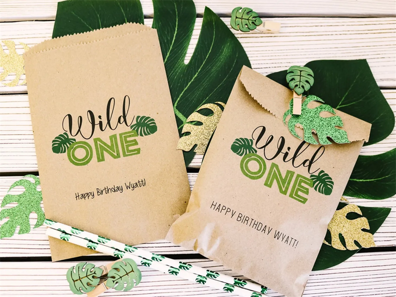 

50 Wild Birthday Favors , Treat Bags for Safari Party, Jungle Party, Wild One Birthday Favor Bagss