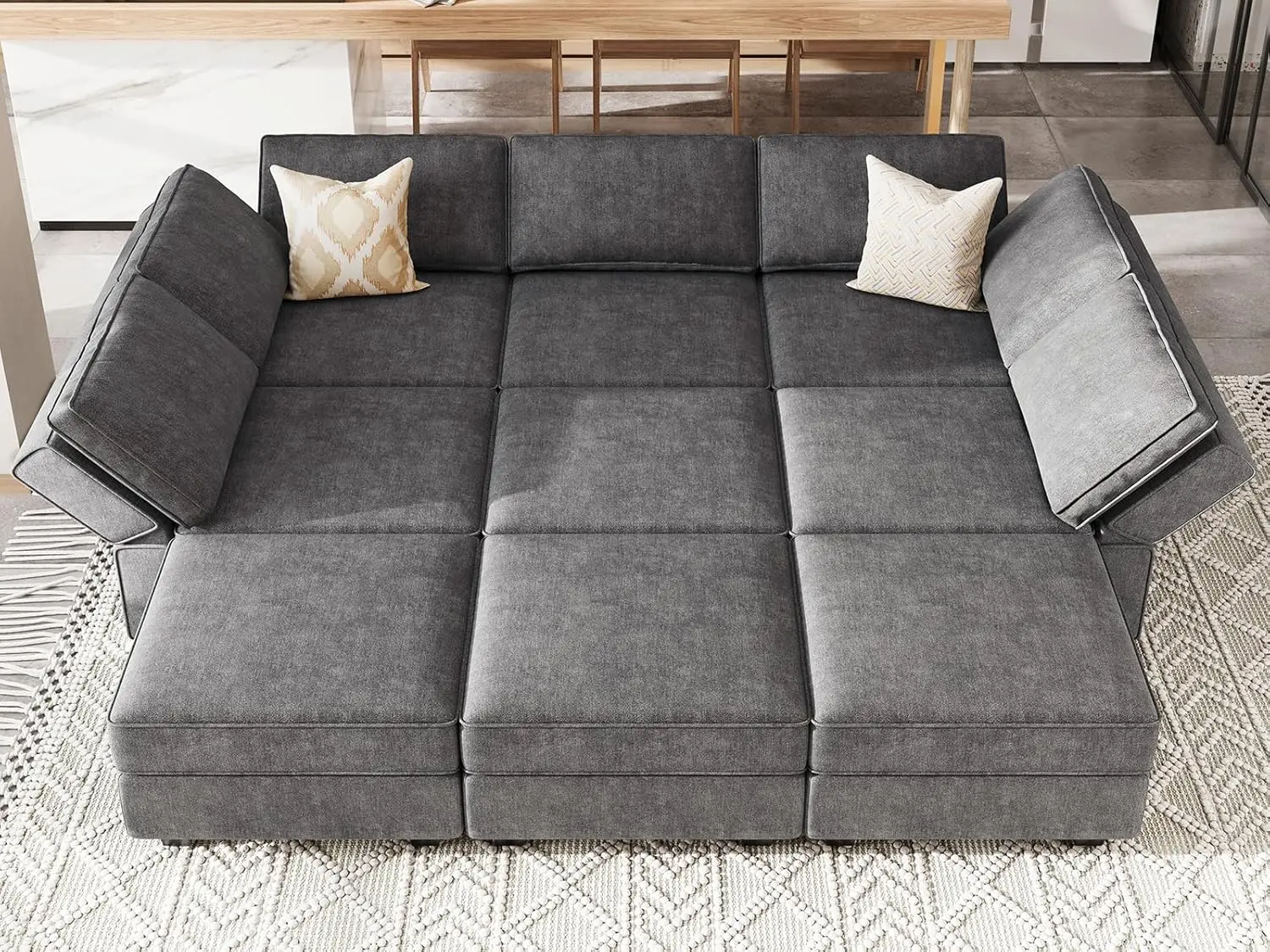 

Belffin Sectional Sleeper Oversized Sleeper Couch Convertible Sectional Sofa Bed Set Oversized Couch Reversible Chaise Dark Grey