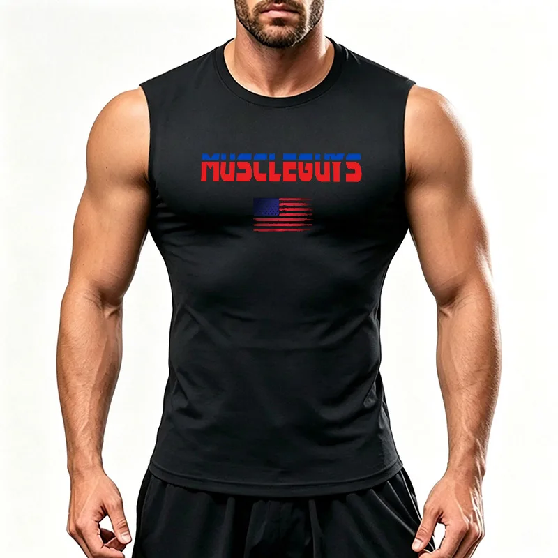 Men's Sleeveless Running T-Shirts Quick Dry Outdoor Breathable Cool Dry Athletic Sportswear For Marathon Jogging Training