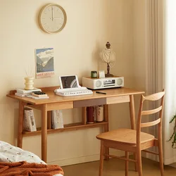 Escritorio nórdico de madera maciza, mueble pequeño de madera de cerezo, minimalista, japonés, para lectura de ordenador