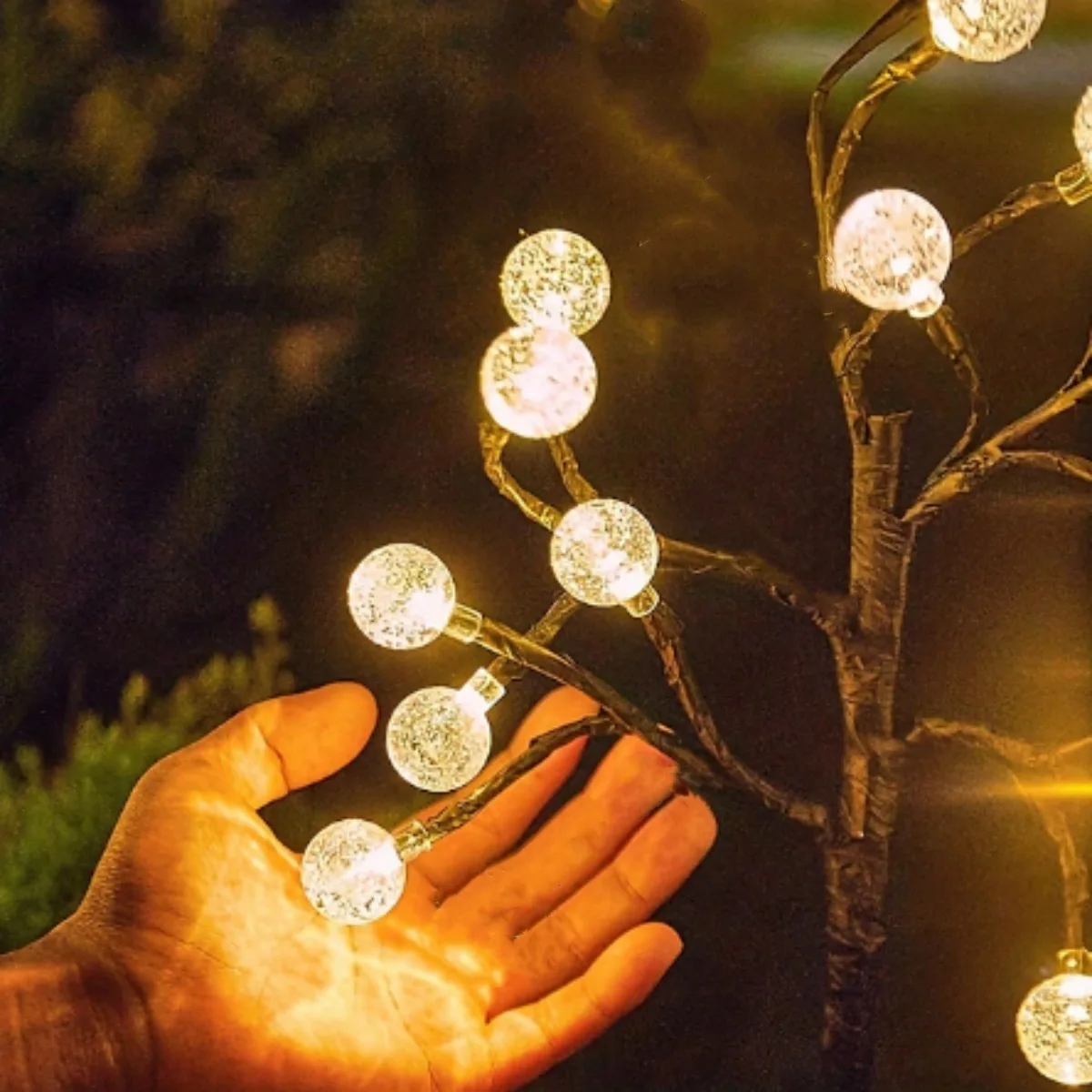 1pcs 15LED Crystal Solar Ball Tree Branch Design Solar Light Fairy Atmosphere Night Lights Waterproof Ground Pathway Lights