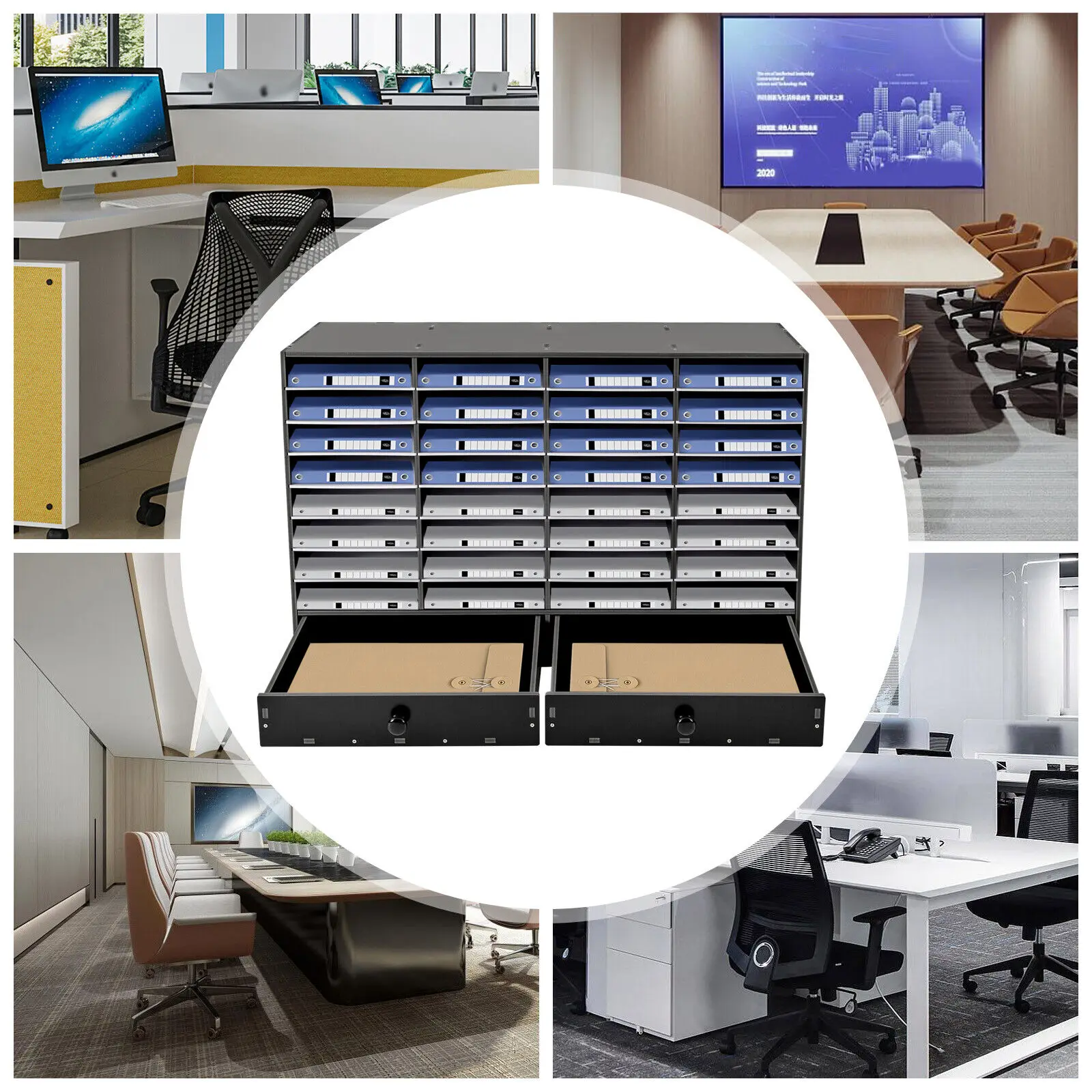 

ПВХ 32-слотовый органайзер для полок, настольные аксессуары для папок, стойка для сортировки почты и файлов