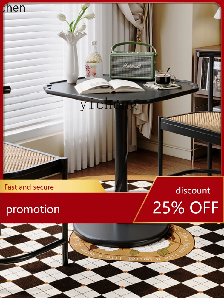 

YFY Retro Solid Wood Side Light Luxury Black Balcony Small Sofa Corner Coffee