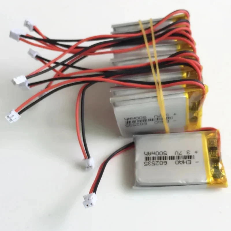 10 PCS 3.7V 500mAh Lithium Polymer LiPo Rechargeable Battery 602535   with JST 1.5mm 2pin Plug For Mp3 GPS Bluetooth Camera