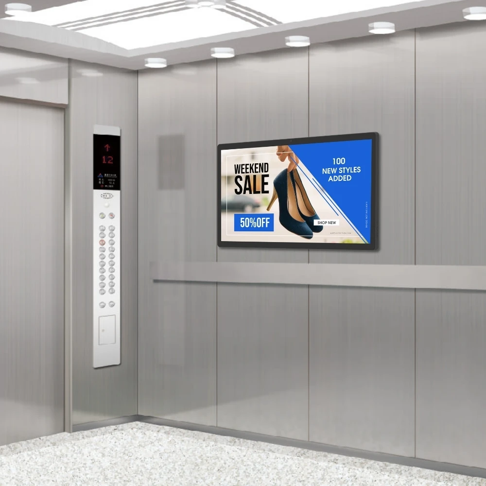 ELC Elevator Digital Signage 1920*1080 RK3568 Android 14 Touch Screen Wall Mount 21.5 Inch Elevator Lcd Screen For Advertising