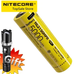 Nitecore NL2150HPR 21700 Rechargable Li-ion Battery Build-in USB-C Port 15A 5000mAh High Drain Unlimited Energy + FREE Flshlight