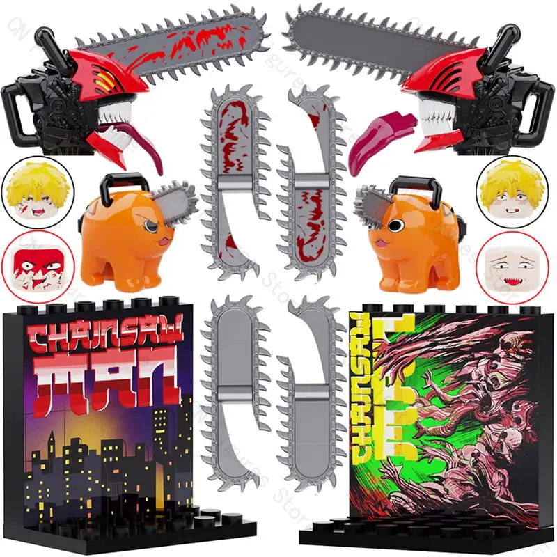 

DY520 DY521 Chainsaw Man Bricks Horror Anime Action Figure Blocks Christmas Toys For Children WM2523 WM2524 KT1067 XP506-515