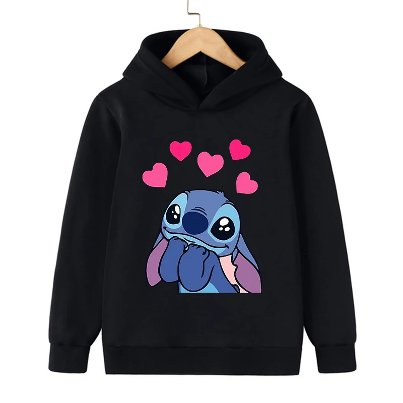 y2k Disney Christmas Stitch Hoodie Children Cartoon Kid Girl Boy Lilo and Stitch Sweatshirt Hoody Baby Casual Top Clothes