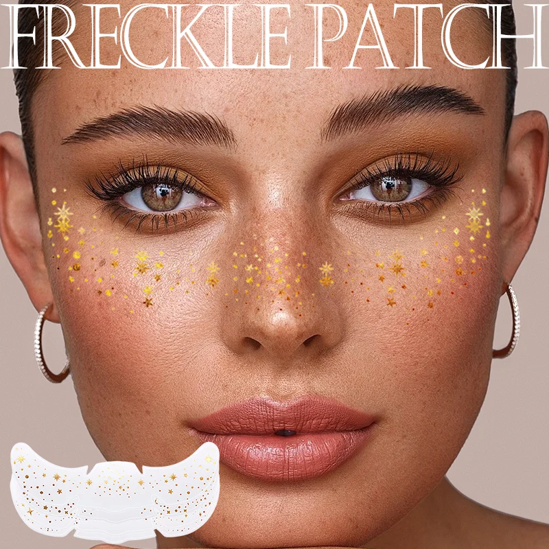 

6pcs Stamping Freckles Makeup Patches Temporary Tattoo Bright Face Art Sticker Face Makeup Golden Silver Fake Glitter Freckles