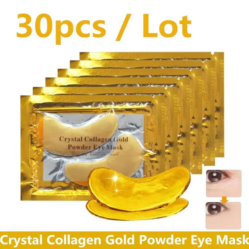 Masque pour les yeux en poudre de collagène cristal doré, patchs de beauté anti-âge pour l'acné des vaches foncées, soins de la peau des yeux, cosmétiques coréens, 30 paires