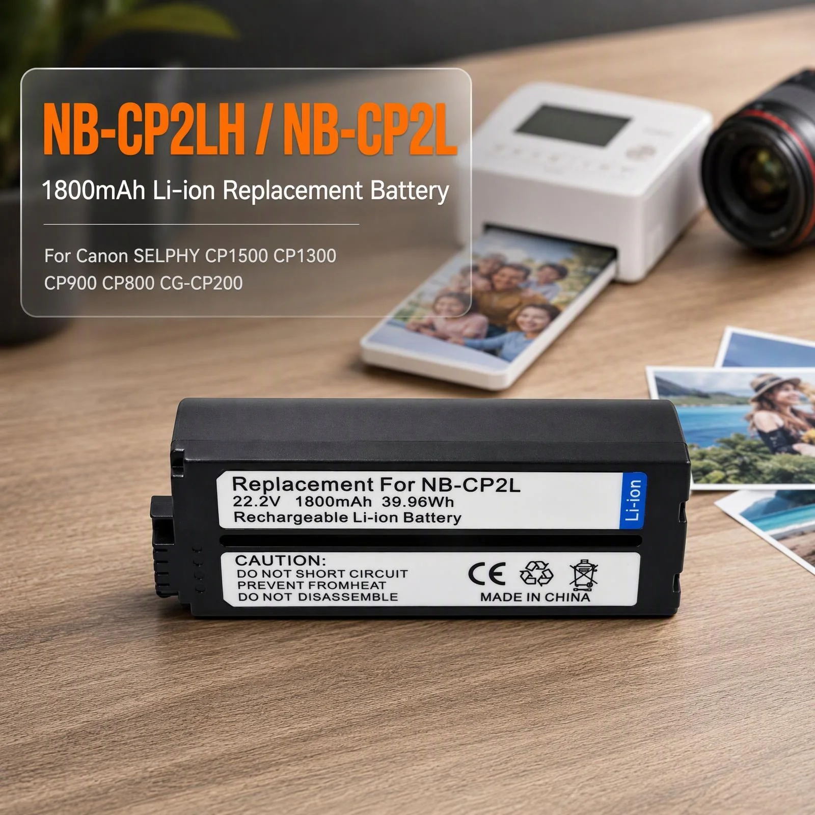 NB-CP2LH NB-CP2L Replacement Li-ion Battery 1800mAh For Canon SELPHY CP1500 CP1300 CP900 CP800 CG-CP200 NB-CP1L Photo Printer