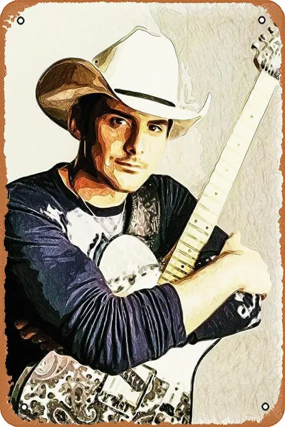 muecddoa Yitachi Brad Paisley Fan Art Poster Celebrities ; Musicians  Vintage Metal Tin Sign