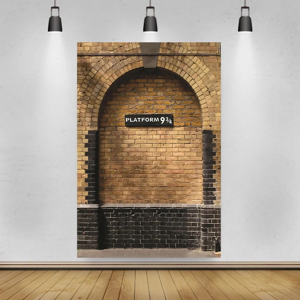 Railway Station Brick Wall 9 3/4 King Photography Background Brown Wall Birthday Family Portrait Photo Backgdrop Props Custom