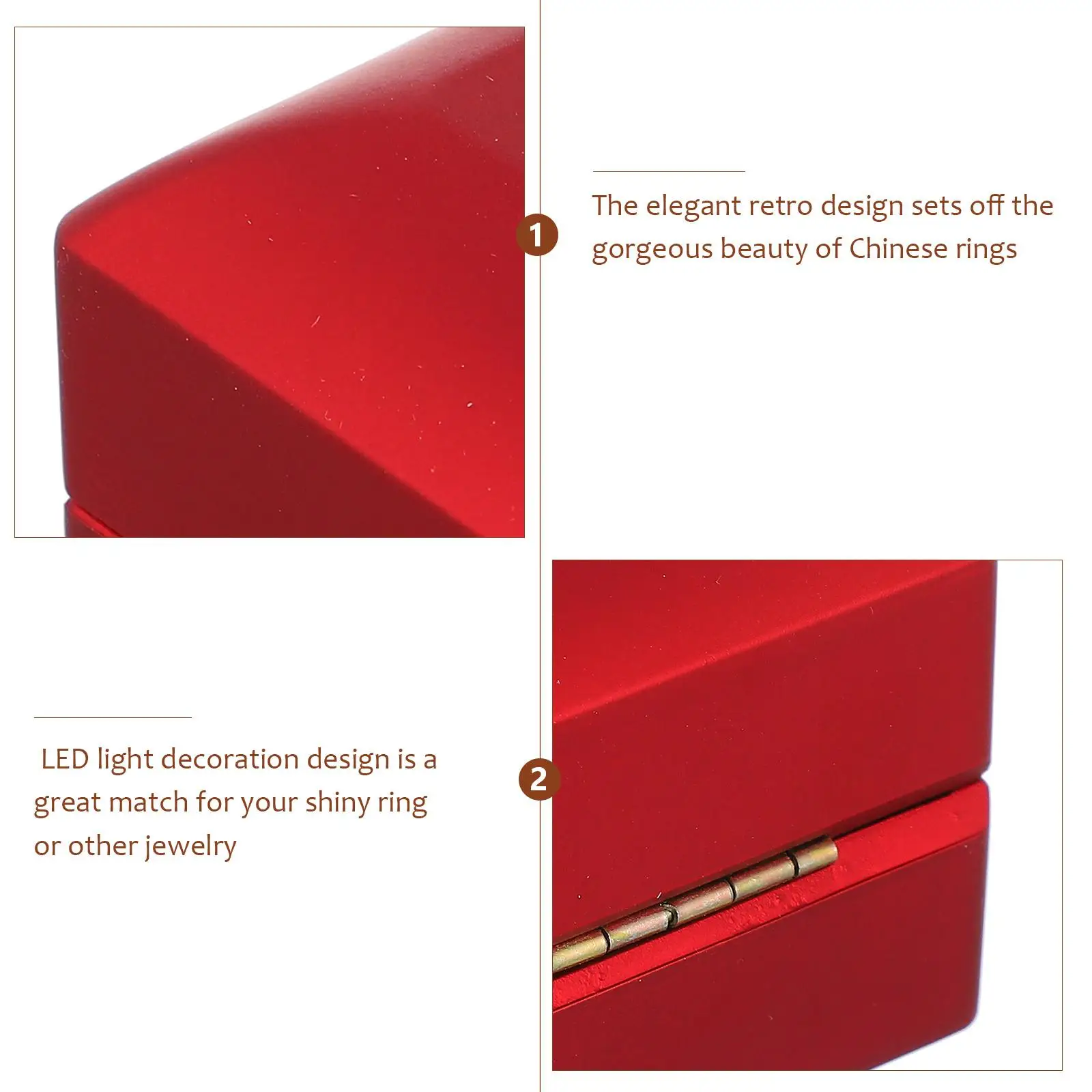 Elegant Retro Light Ring Jewelry Box Led Light Jewelry Ring Box Lacquered Wood for Rings Earrings Storage Display Case Container