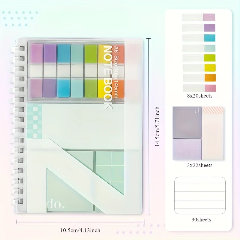 Pink Sticky Note Notebook Writable Relocatable Adhesive Labels Index Stickers Colorful Pages for Office and Home Organization