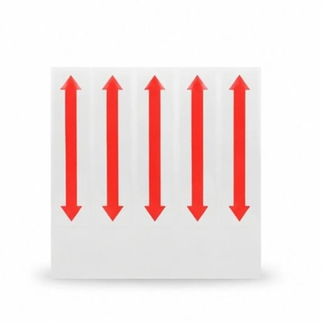 6Pcs Red Double-Arrow Directional Safety Sticker Set High-Visibility Caution Decals for Factory Warehouse Traffic Flow Guidance