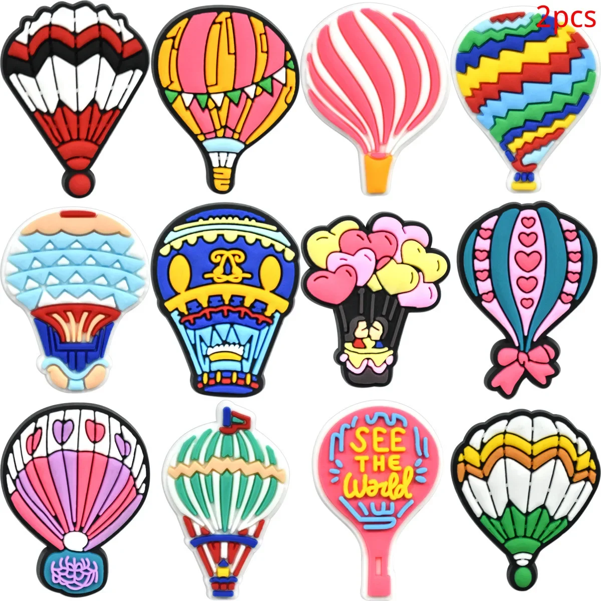 Hot air balloon lot PVC shoe buckle charms accessories decorations for sandals sneaker clog DIY gift for woman kids universal