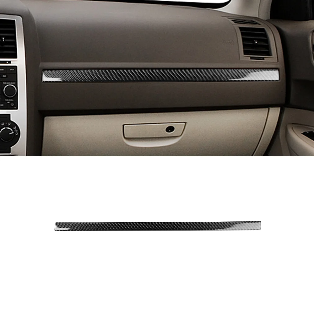 Front Passenger Decorative Strip Cover Sticker for Chrysler 300 2008 2009 2010 Car Interior Mouldings Accessories Carbon Fiber