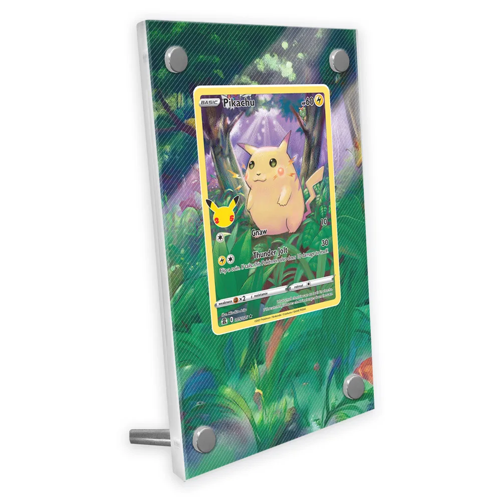 Tarjeta de Pokémon 25 ° aniversario de Pikachu, vitrina de pintura extendida, tarjeta de colección de juegos, estante de exhibición acrílico de escritorio, regalo