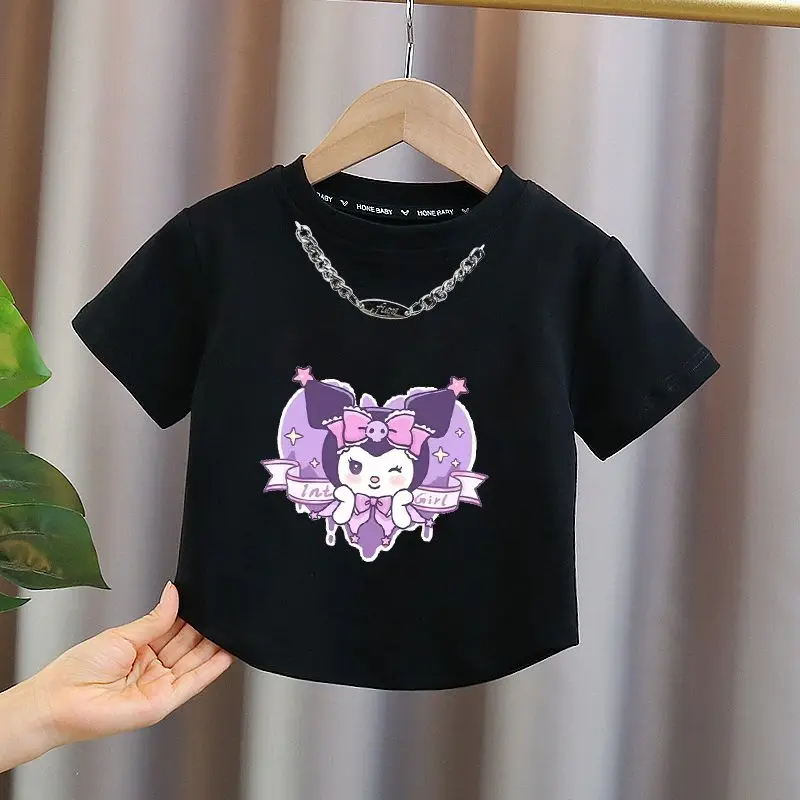 Anime sanhos Kids manica corta Kuromi Boy Girl Cotton t-shirt Cartoon mezza manica Summer Fashion top larghi abbigliamento Casual per bambini